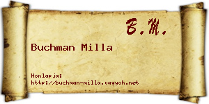 Buchman Milla névjegykártya